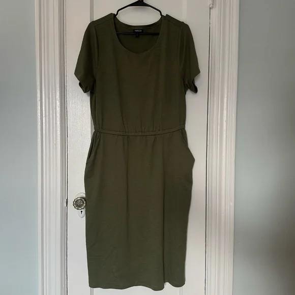 Torrid Green At The Knee Slub Rib Side Slit T-Shirt Dress Size 1 1X 14-16 - Picture 4 of 11